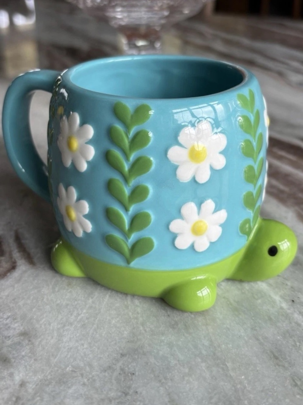 🐢Blue Daisy Turtle Ceramic Mug